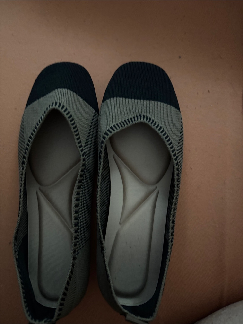 Comfort Knit Slip-On Flats in Olive and Black - Unbranded